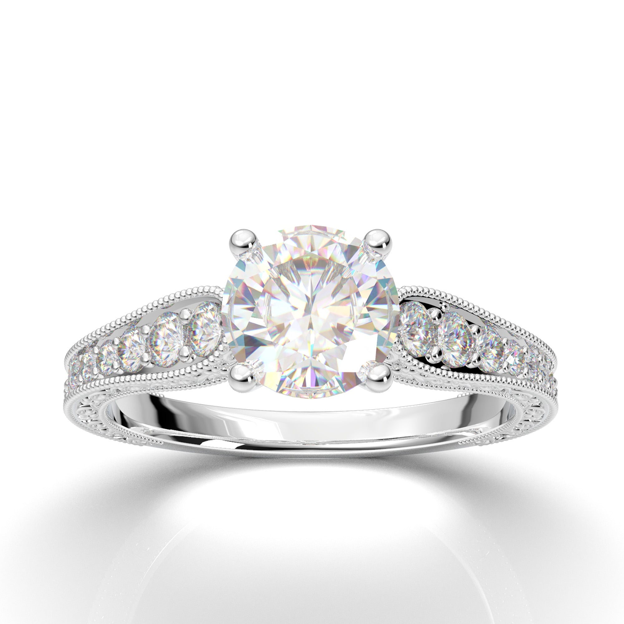 14K Vintage Diamond Cluster Flower Floral Ring Engagement Ring